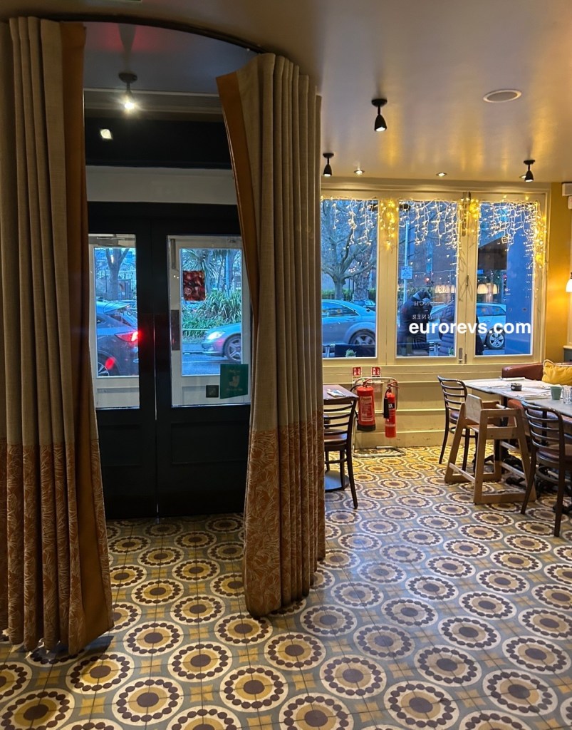 French Bistro-style interiors of the Côte Brasserie in Ealing, West London. 
